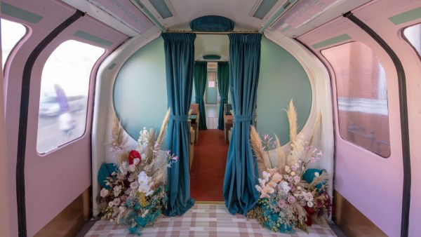 This London Underground train received a pastel-coloured makeover by Kirkby Design