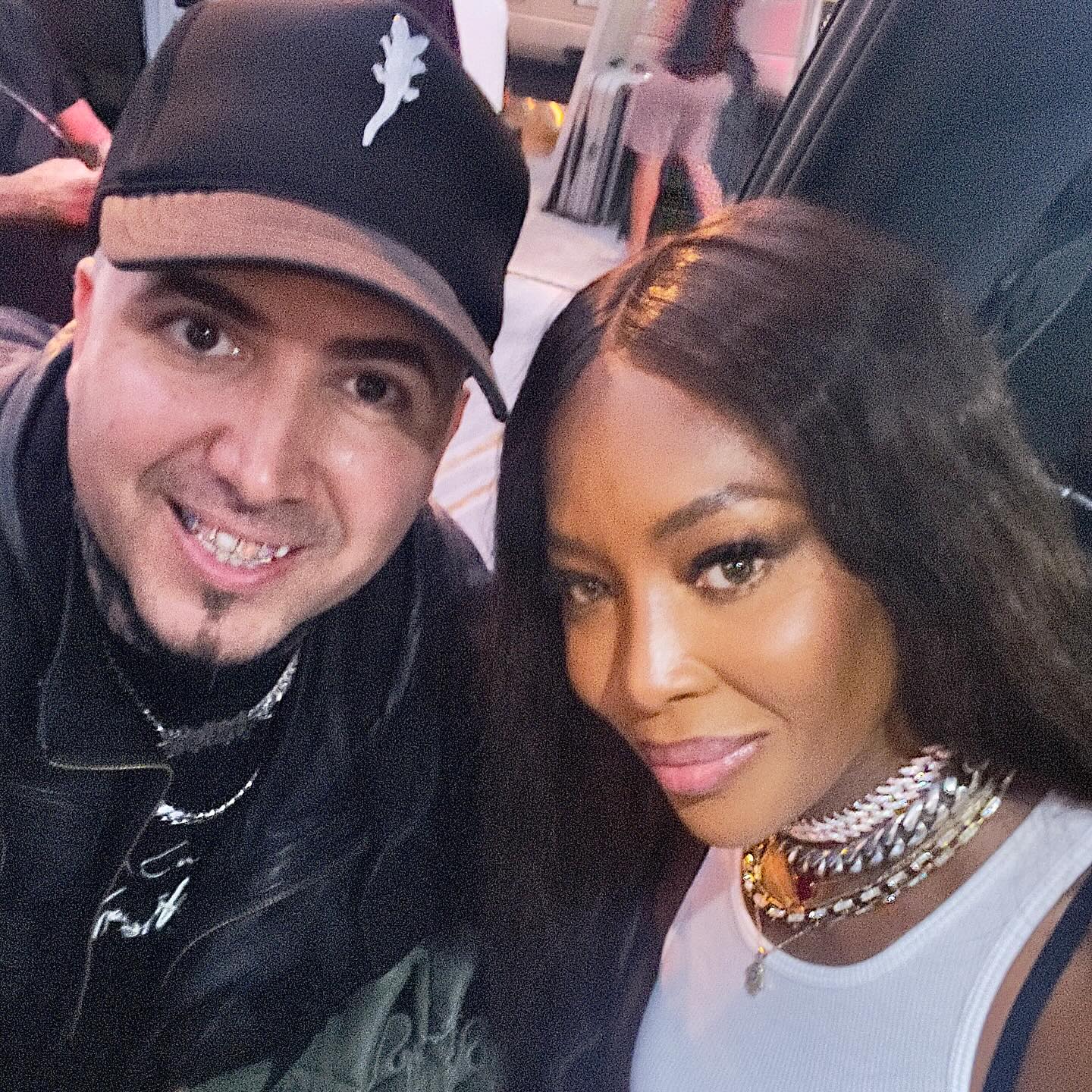 Alligator Jesus aka Tamargo with Naomi Campbell on a shoot for BMW.