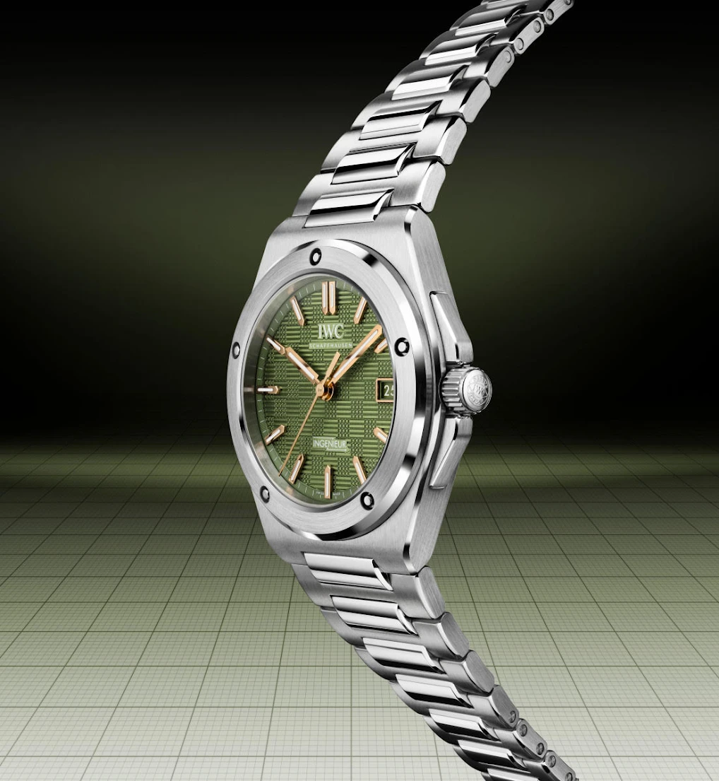 The limited edition of the Ingenieur Automatic 40 with a green dial is inspired from the bespoke watch worn by Brad Pitt's character Sonny Hayes in F1 The Movie.