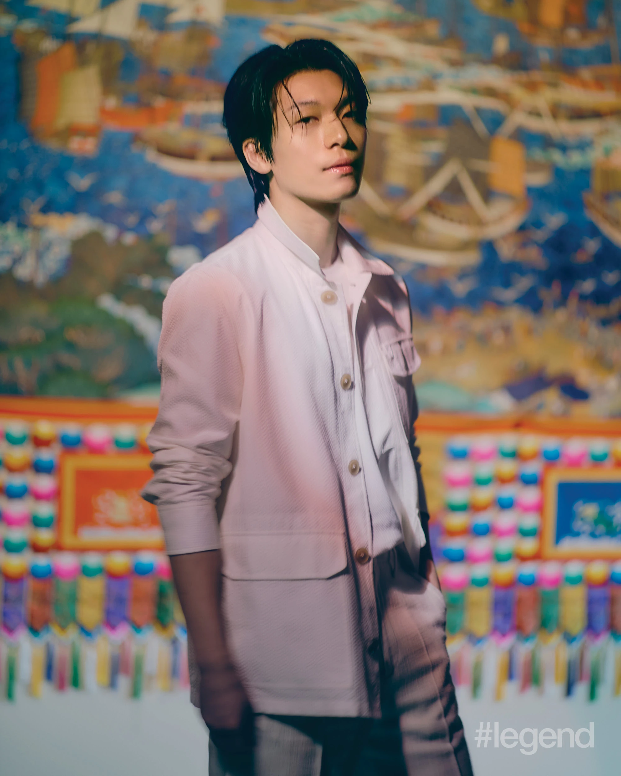 White knit shirt, T-shirt and trousers _ Brioni; POLY MGM MUSEUM, MGM MACAU