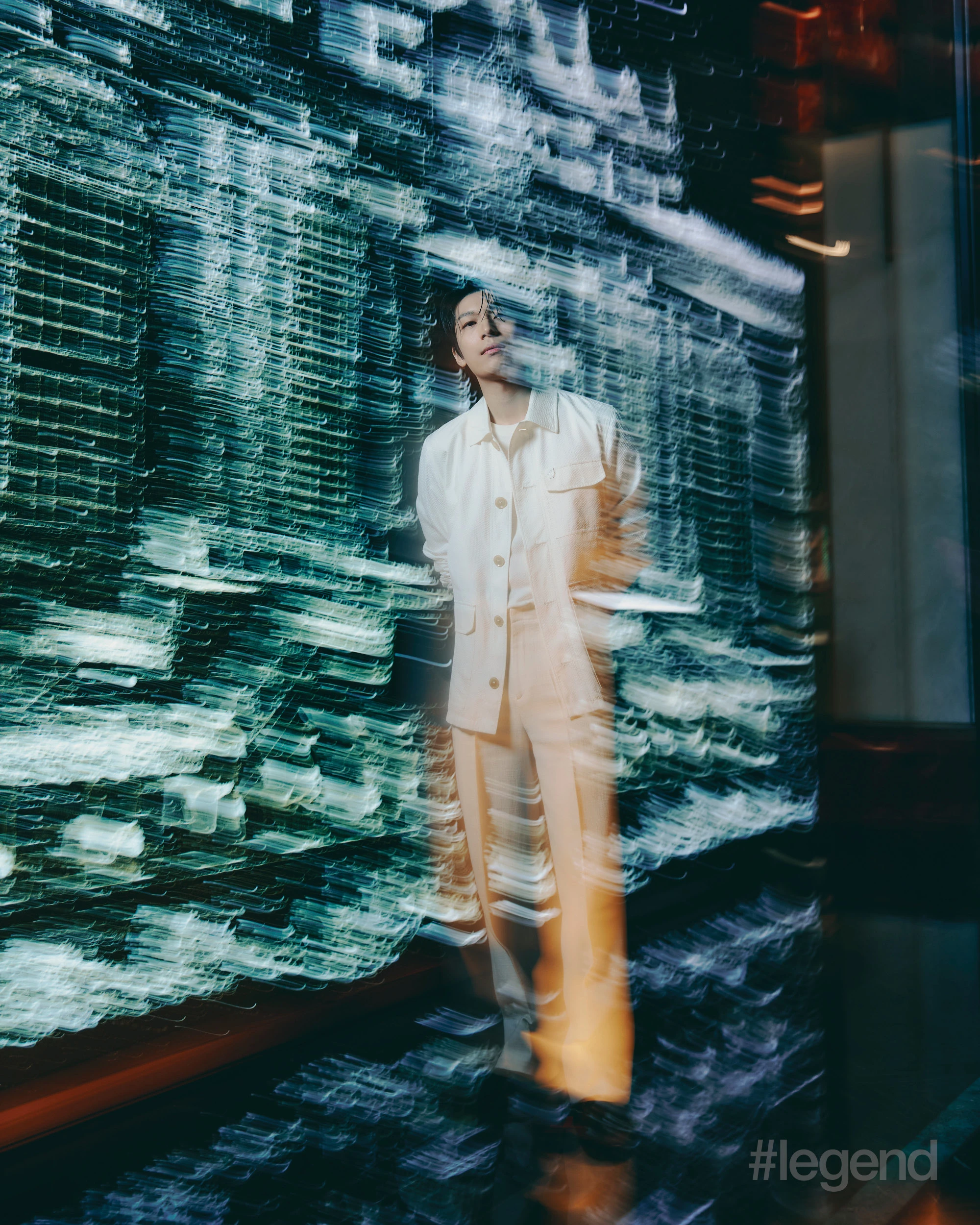 White knit shirt, T-shirt and trousers _ Brioni; POLY MGM MUSEUM, MGM MACAU
