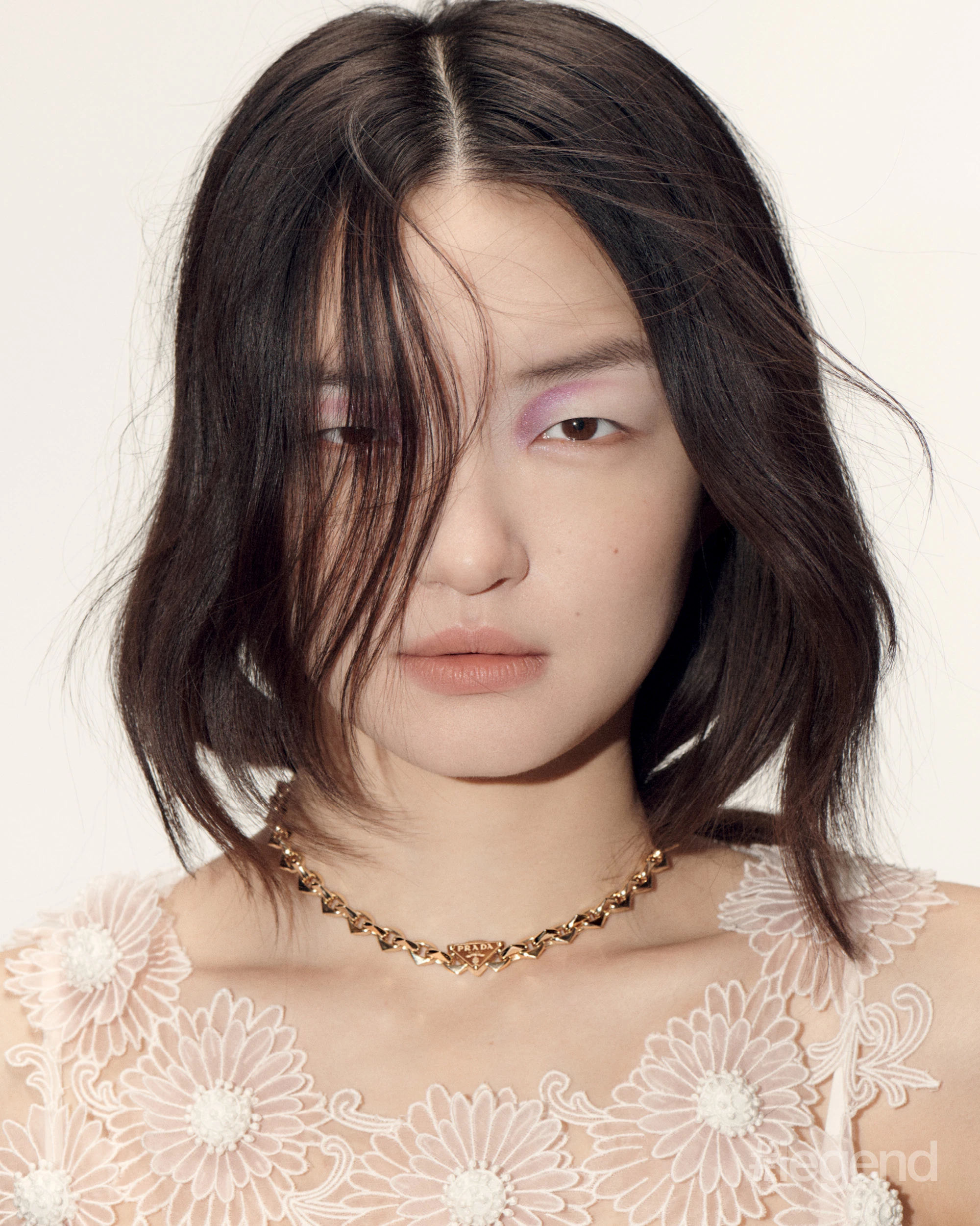 White flower dress and Eternal Gold chain necklace in yellow gold _ Prada
