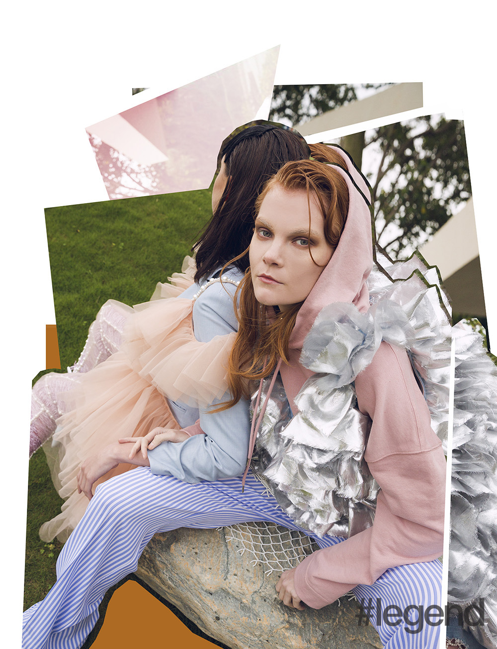 On Clarice (right): Blazer by Sandro, dress and trousers by Laurence & Chico; On Olga (left): Hoodie by Sandro, dress by Laurence & Chico and trousers by Michael Kors Collection 