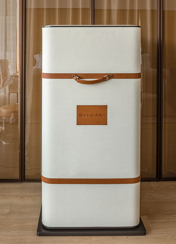 The custom made Bulgari trunk bar