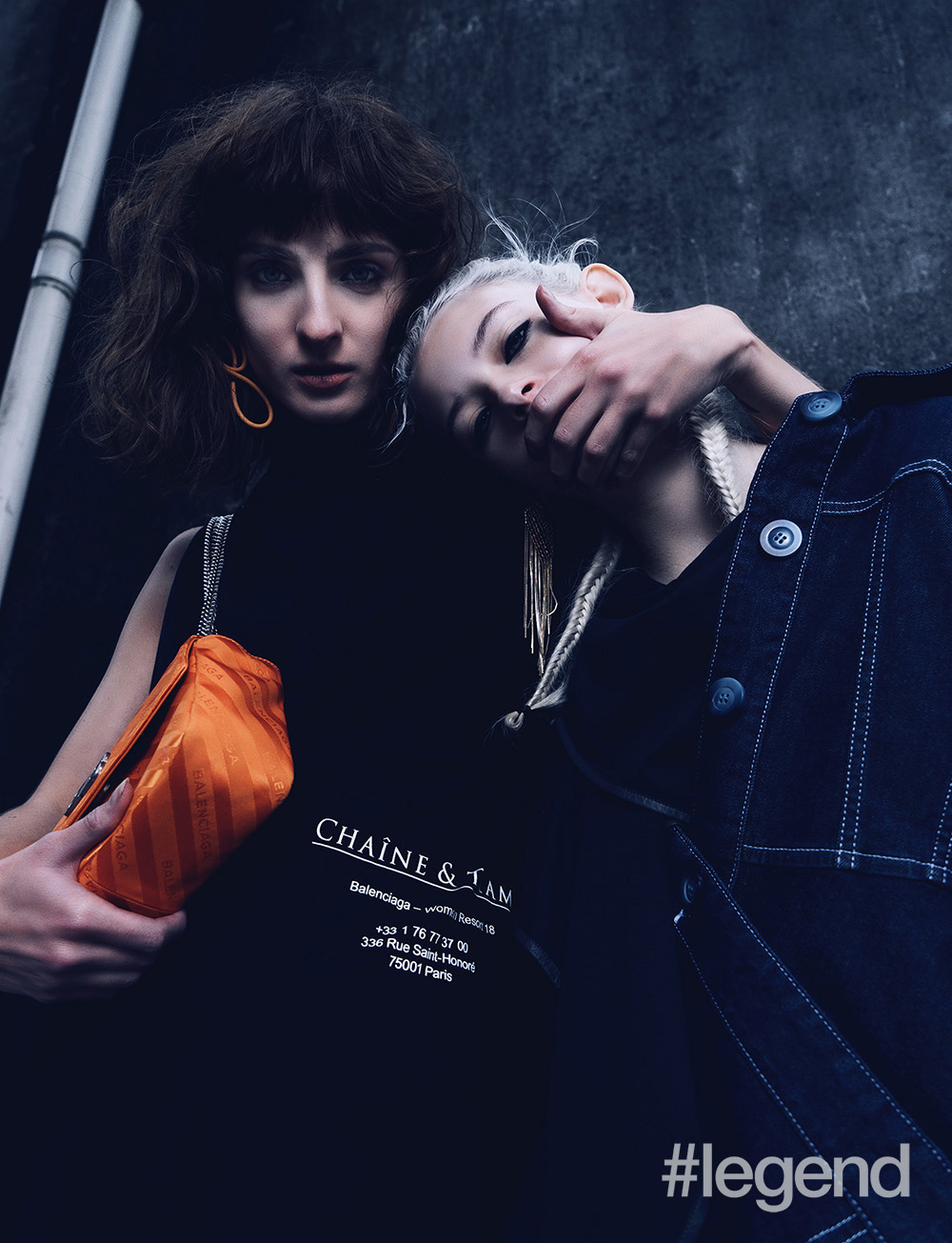 (From left) Vanda: outfit and accessories by Balenciaga; Asia: dress by Celine, jacket by House of Holland and earrings by Romantic, available at Net-a-Porter