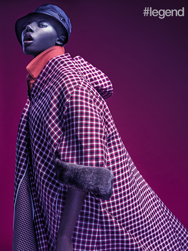 Hat and jacket _ Prada; Coat _ Fendi