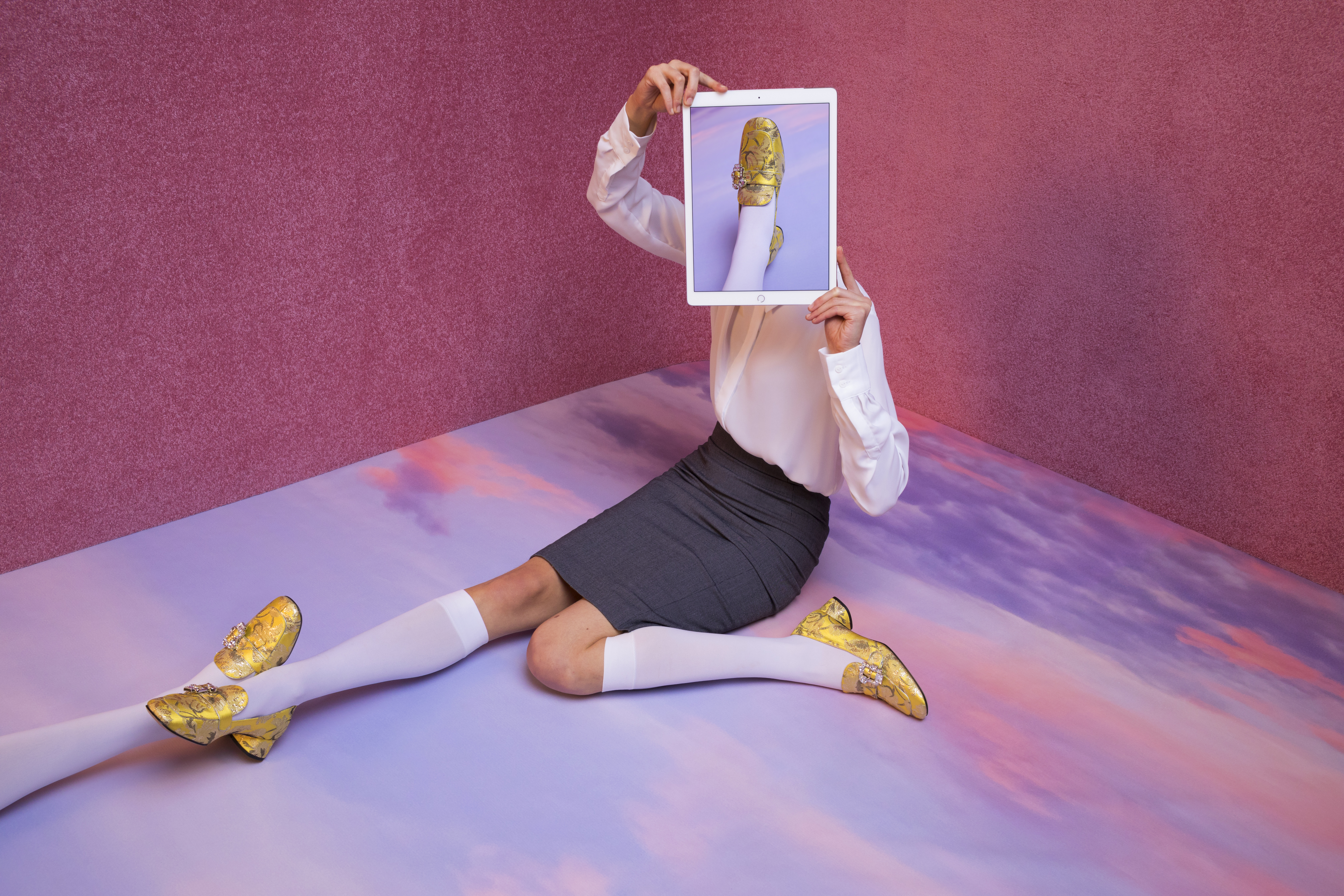 Prada yellow heeled loafers exclusive to Martha Louisa