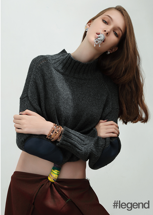 Grey-and-brown sweater dress _ Loewe
