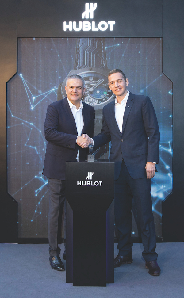Hublot CEO  Ricardo Guadalupe and OSL CEO  Wayne Trench teamed up for this  unique partnership