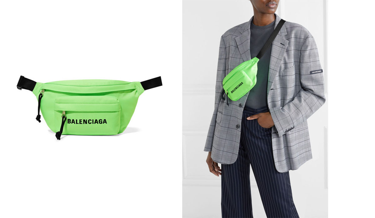 Balenciaga Wheel neon embroidered canvas belt bag