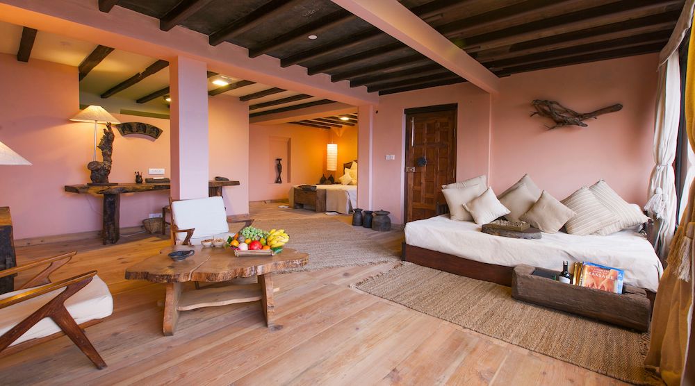 A luxurious room at the Dwarika's Resort 