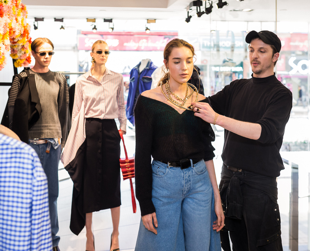 Belgian designer Glenn Martens showing his new capsule collection at Joyce Harbour City