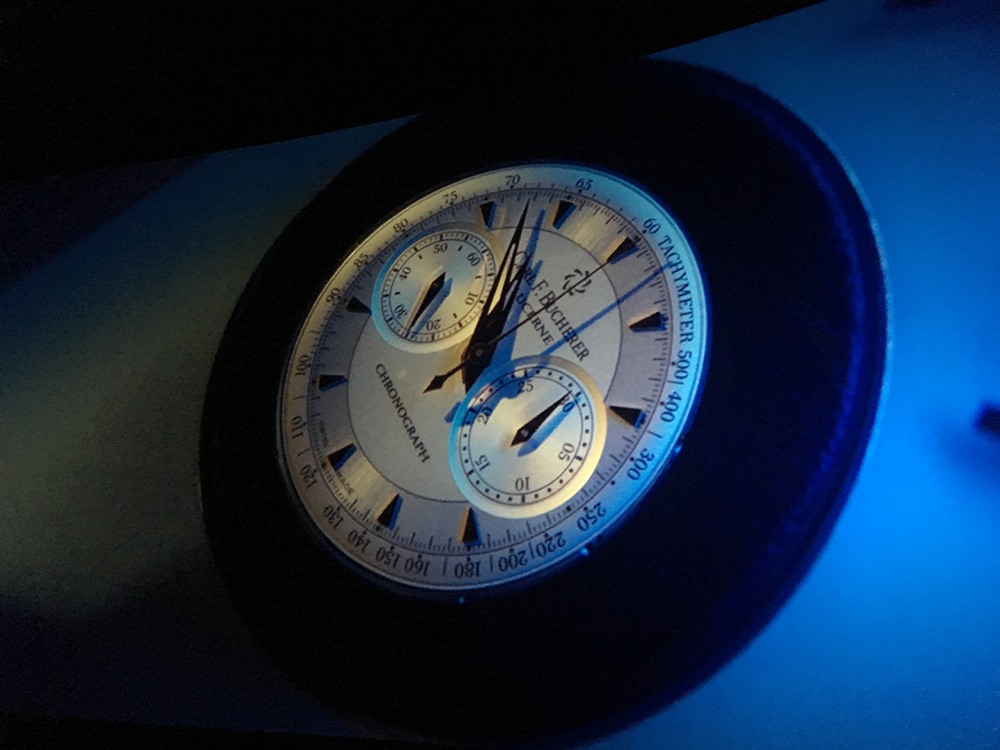 A still from Atomic Blonde showing the Manero Tribute to MaBu which Theron's character opens up to locate coordinates of a double agent. The limited edition watch is now replaced by the Manero Flyback, which is inspired by the Manero Tribute