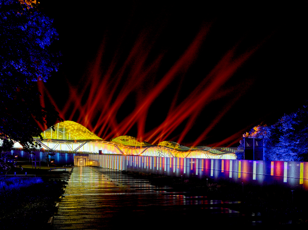 The new distillery and visitors' centre was all lit up for opening night