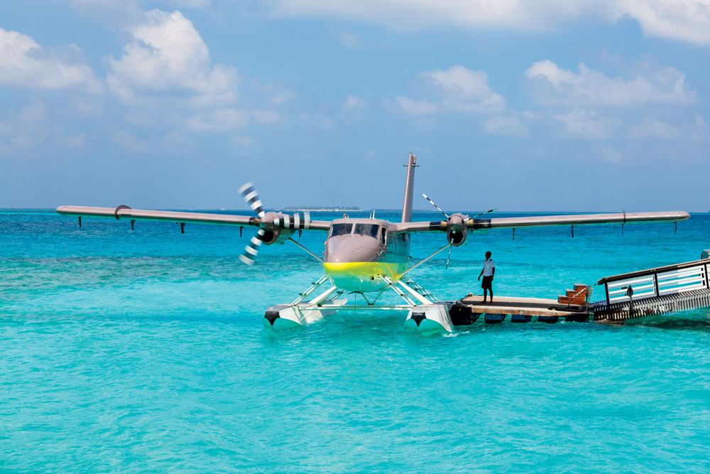 Arrival by private seaplane
