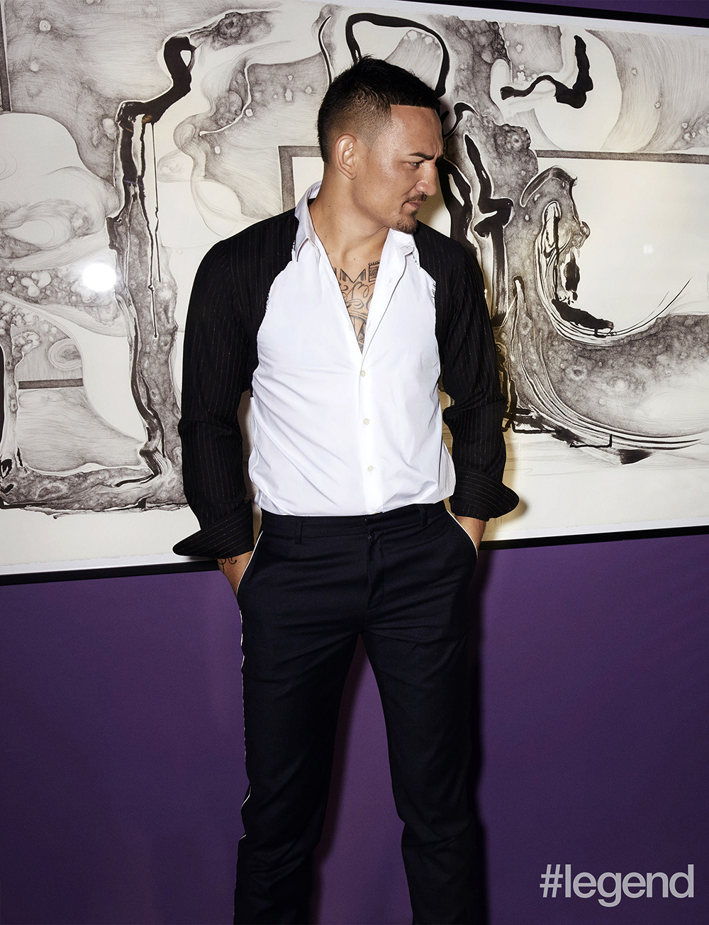 Shirt by Consistence at Harvey Nichols, trousers by D-Antidote at Harvey Nichols