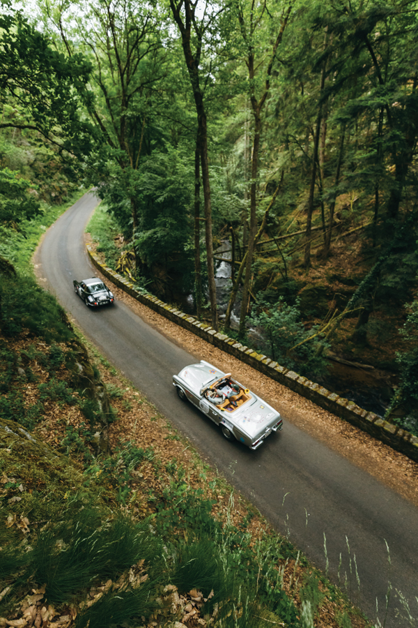 The all-female race teams compete in vintage cars
