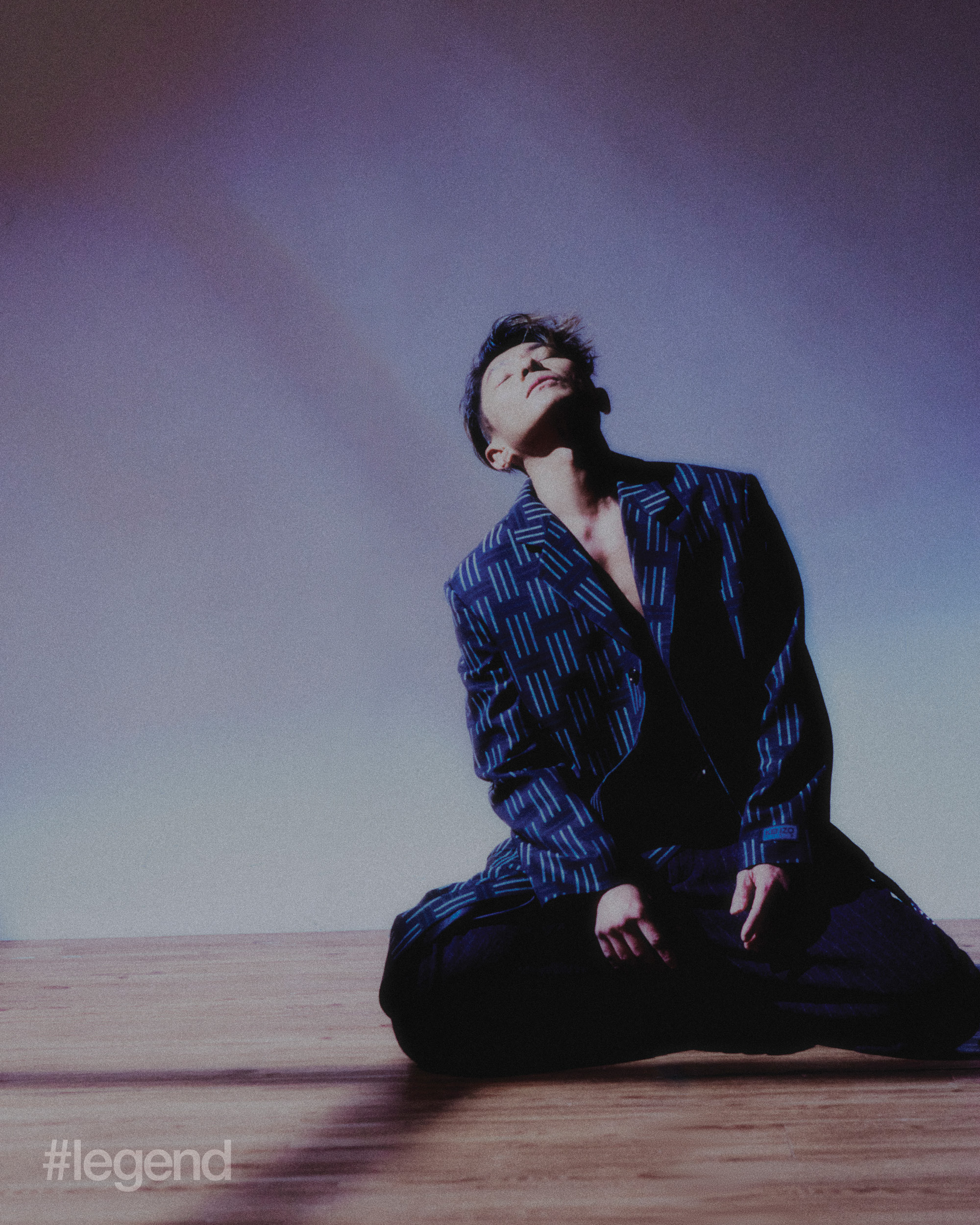 Navy printed blazer, trousers and kilt _ Kenzo